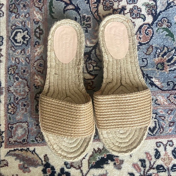 J. Crew Espadrille Platform woven raffia Slides sandals size 8 BH419 - Picture 2 of 10